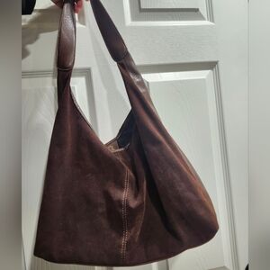 Chic Brown Suede Hobo Bag